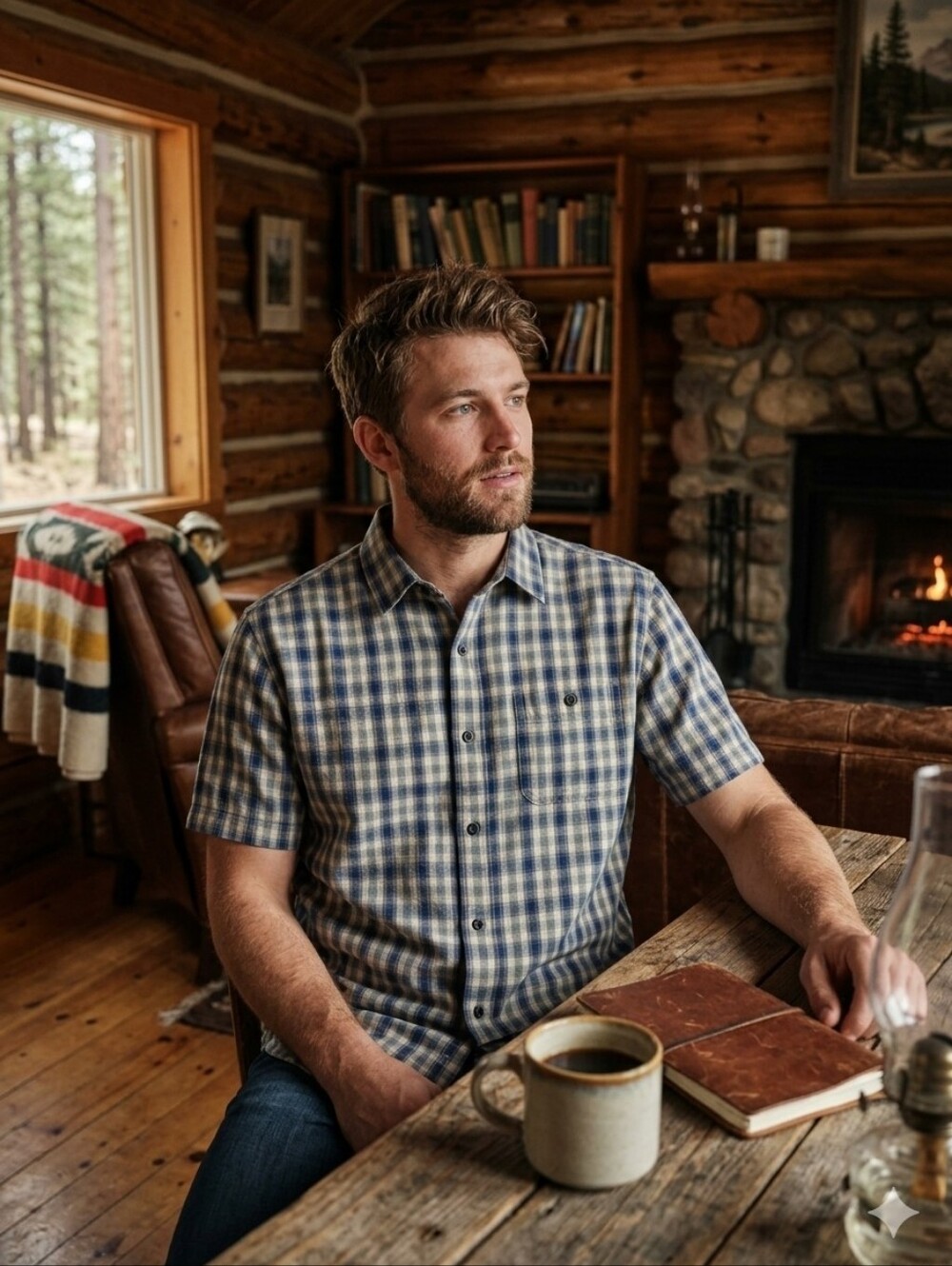 Pendleton Men's Checkered Shirt - Blue and White
